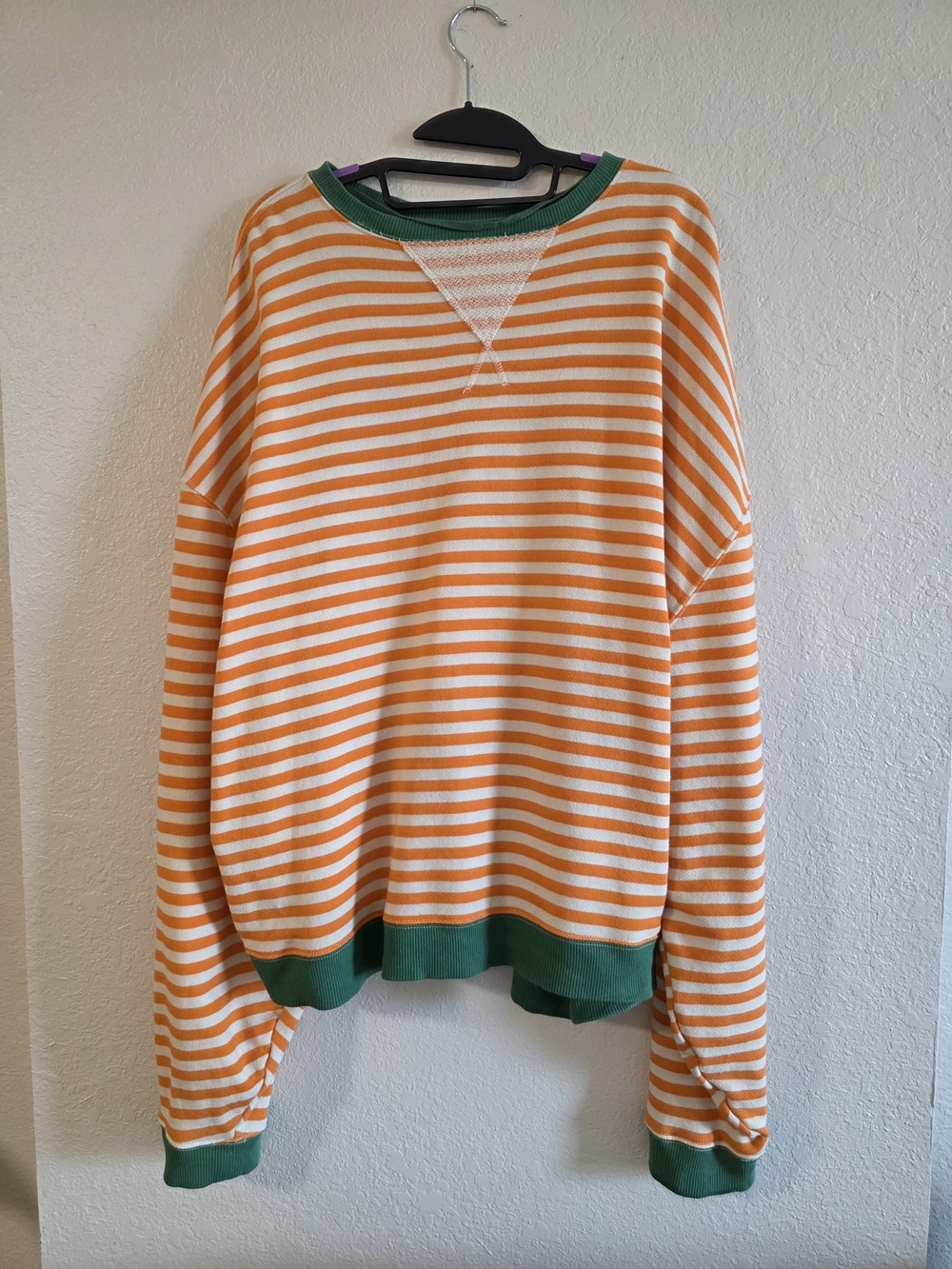 We The Free| Classic Striped Oversized Crewneck Apricot Combo Orange Cream